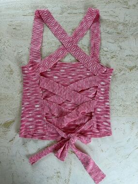 Le Lis Pink Knit Criss Cross Tank Top Women’s Size Large